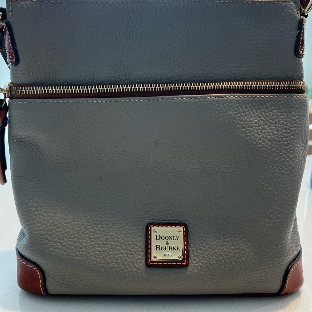 Dooney & Bourke Gray and Brown Leather Crossbody